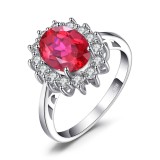 Cumpara ieftin Inel de logodna JewelryPalace, rubin creat oval 2.7ct, halou cristale, argint sterling 925, marime US 8