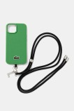 Lacoste carcasă de telefon iPhone 15 culoarea verde, LCHMBCP15SPVCN