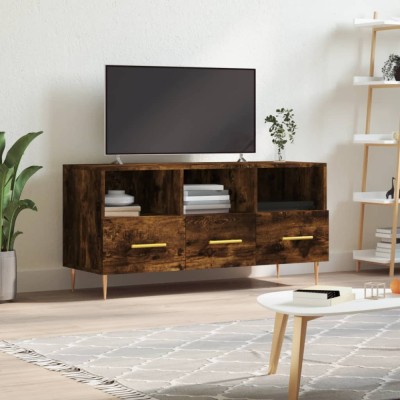 vidaXL Dulap TV stejar afumat, 102x36x50 cm, lemn prelucrat foto