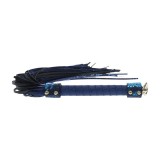 Cumpara ieftin Bici OUCH! Flogger - Florence Collection, pentru jocuri erotice BDSM, cu design de piele de șarpe, culoare albastru