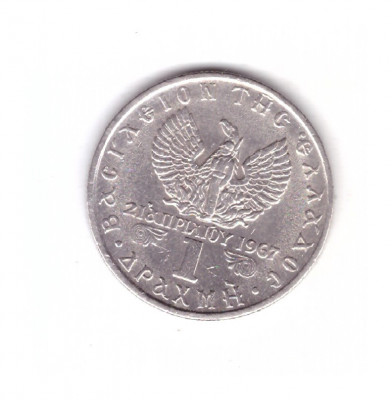Moneda Grecia 1 drahma/drachma 1971, stare foarte buna, curata foto