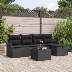 vidaXL Set de canapele pentru grădină 6 pcs Negru 231 x 117 x 85 cm foto