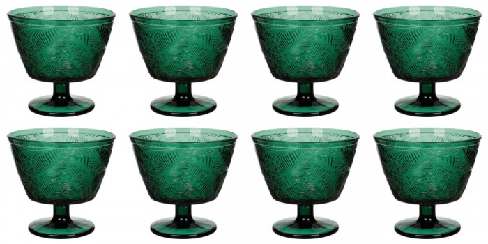 Set boluri, 8 piese, 300 ml, Sticla, Verde