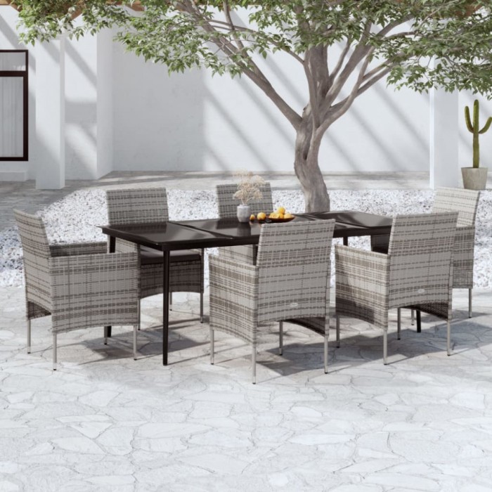 Gossi set de servit masa pentru gradina, 7 piese, gri si negru