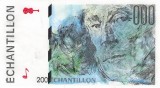 Bancnota Franta 200 Echantillon M.Ravel - UNC ( test cu dimensiuni 200 franci 1995 - vezi descriere )