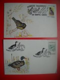 HOPCT PLIC NR 1555 RATA MARE / PITIGOI ALBASTRU -BOTOSANI 1993-SET 2 PLICURI - OCROTIREA NATURII- PASARI FAUNA -ROMANIA