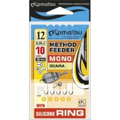 Carlige Legate Kamatsu Iseama Rig Method Feeder Cu Inel Silicon, 10cm, Nr.10, 0.22mm, 5buc/pac foto