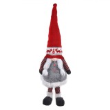 Figurina Decorativă Crăciun Gnome, Culoare Gri Cu Căciulă Roșie, &Icirc;nălțime 90cm, Material Metal și Poliester, Oem