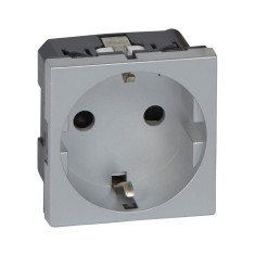 Priza schuko 2M Legrand Mosaic aluminiu 079213