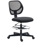 Vinsetto Scaun de birou &icirc;nalt din plasă cu &icirc;nălțime reglabilă 50-70 cm cu suport de picior pivotant la 360&deg; negru | Aosom Romania