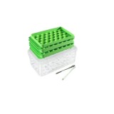 Cumpara ieftin Set 5 piese, 3 tavi pentru gheata, caserola si cleste AcrossSea, plastic, verde, transparent