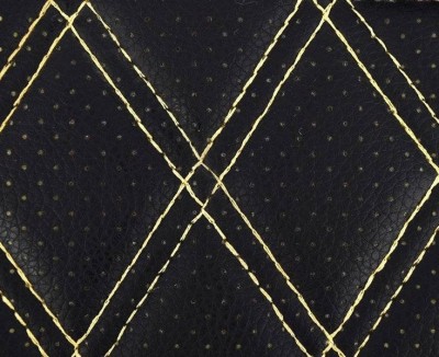 Material piele eco Negru cu gaurele model romb / cusatura Bej foto