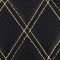 Material piele eco Negru cu gaurele model romb / cusatura Bej
