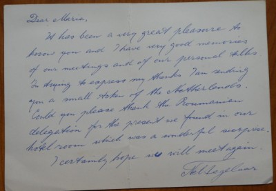 Text olograf catre Maria Groza scris de o personalitate ONU, anii 70 foto