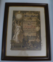 Tablou diploma pompier Germania 1935 de colectie foto