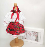 Set Botez Traditional , Costum Traditional Fetite Floral - 2 piese costumas si trusou brodat, Ie Traditionala