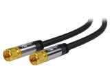 Cablu Coaxial 75&Omega; 1m cu Mufe F Negre PVC, Goobay