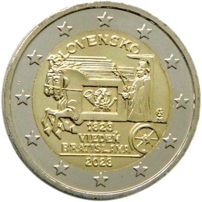 Slovacia moneda comemorativa 2 euro 2023 - 200 ani Posta rapida - UNC foto