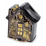 Casuta Craciun sticla neagra cu led cm 12 x 7,5 x 13,5 H