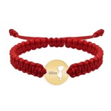 Bratara personalizata snur impletit banut cu fetita si nume gravat din argint 925 placat cu aur galben 24K