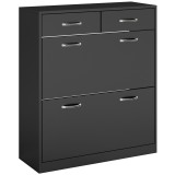 HOMCOM Dulap pentru Pantofi Modern cu 2 Rafturi Regabile și 2 Sertare din Lemn Negru | Aosom Romania