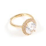 Inel placat cu aur si piatra zirconica ovala