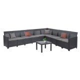 Canapea de colț Claire XV cu 10 locuri și masă Orlando