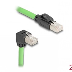 Cablu de retea RJ45 Cat.6A SFTP drept/unghi jos TPU 2m Verde pentru medii industriale, Delock 80896