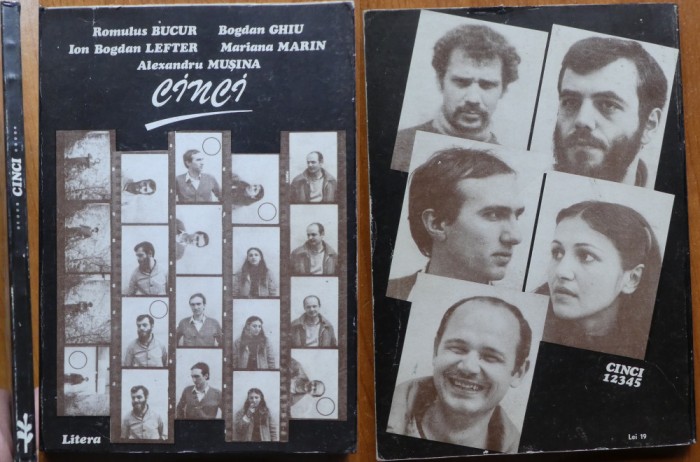 Cinci, 1982, 5 autografe catre Nichita Stanescu de la 5 poeti din Cenaclul de Luni, Romulus Bucur, Bogdan Ghiu, Bogdan Lefter, Mariana Marin, Musina
