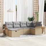 vidaXL Set de canapele pentru grădină cu pernă 6 pcs Rattan poli 3360211
