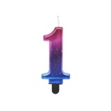 Lumanare tort cifra model Night Sky metalizat 8 cm-Tip Cifra 1