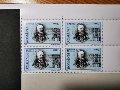 VOC 2002 LP1578 Oameni de seama Emanoil Gojdu, MNH, bloc de 4 foto