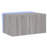 Cumpara ieftin Comoda TV de perete cu lumini LED, gri sonoma, 60x35x31 cm