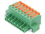 Conector regletă de conexiuni deconectabilă 10A, mamă, 7 pini, verde