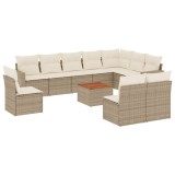 Cumpara ieftin Set canapele de gradina cu perne, 11 piese, bej, poliratan