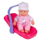 Papusa bebelus cu landou, 20 cm, multicolor