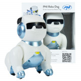 Robot inteligent interactiv PNI Robo Dog, control vocal, butoane tactile, alb-albastru, acumulator inclus 3.7V 350mAh PNI-ROBO-DG