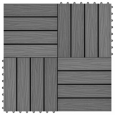Plăci podea &icirc;n relief WPC, 11 buc., 30 x 30 cm, 1 mp, gri