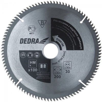 Panza de ferastrau circular cu dinti de vidia pentru aluminiu 250mm X 100mm X 30mm DEDRA foto