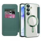 Husa MagSafe pentru Samsung Galaxy A55 5G A556, Techsuit, SmartMag Book, Verde