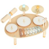 AIYAPLAY Set de Instrumente Muzicale pentru Copii de la 2+ Ani cu Tobe și Xilofon, Culoare Naturală | Aosom Romania