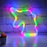Lampa LED Neon cu Model Unicorn, Multicolor, 22x22cm, USB, CMCLASS