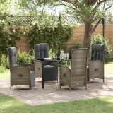 Cumpara ieftin Set de masă pentru grădină cu pernă 5 pcs Gri Rattan poli