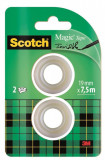 Banda Adeziva Transparent Mata, Invizibila La Copiere, 19mm X 7.5m, 2 Buc/blister, 3m - Scotch Magic