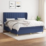 VidaXL Pat box spring cu saltea, albastru, 180x200 cm, material textil