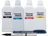Set Flacone Cerneala Ink-Mate Compatibil Canon GI41, 1x1000ml Black, 1x1000ml/Cyan/Magenta/Yellow Stilou Schneider si Roller DeLux