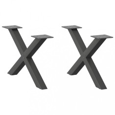vidaXL Picioare pentru măsuță de cafea &icirc;n formă de X, 2 buc., antracit, 50x(30-31) cm, oțel 4012878