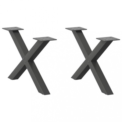 vidaXL Picioare pentru măsuță de cafea &amp;icirc;n formă de X, 2 buc., antracit, 50x(30-31) cm, oțel 4012878 foto