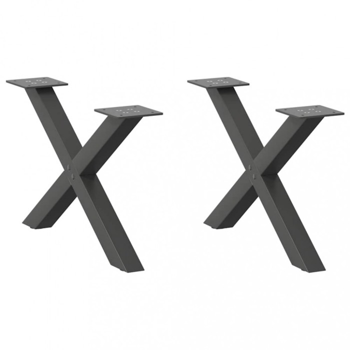 vidaXL Picioare pentru măsuță de cafea &icirc;n formă de X, 2 buc., antracit, 50x(30-31) cm, oțel 4012878
