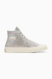 Converse tenisi Chuck 70 Hi Pride femei, culoarea argintiu, A10214C